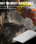 Worker using lathe with Four Piece Flange Wedge Set Heavy Duty 4 x 2 Beveled Right Angle Wedges in Steel for safety and leveling