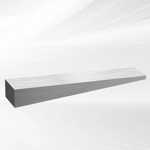 A single steel flange wedge from the 12 Piece Steel Flange Wedges Set, 4 Inch Long, 3/4 Inch Wide, 1/2 Inch Thick, Metal Wedge Shims.