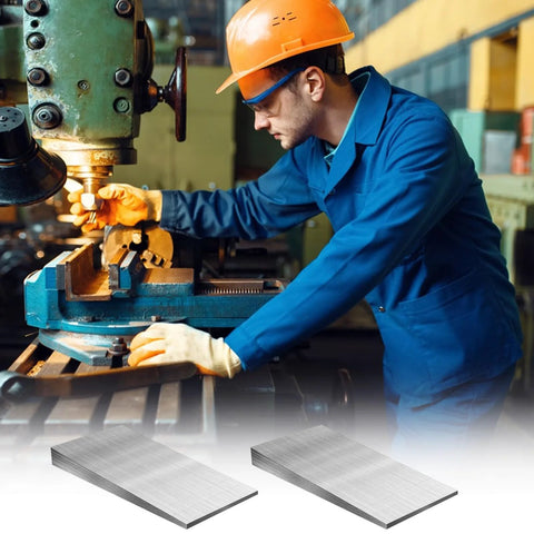 Worker using machinery with 12 Pack Steel Flange Wedges For Leveling Equipment And Dialing In Your Setup Reducing Machine Wear Rust Resistant Construction Corrosion Proof Quality Safer Smoother Operation In Tough Industrial Environments visible