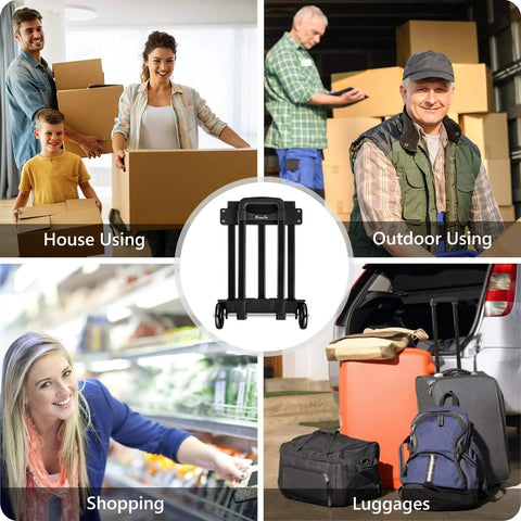 Foldable Luggage Cart for Travel & Moving, 290lbs Dolly Cart with Wheels for home, outdoor use, shopping, and luggage transport.