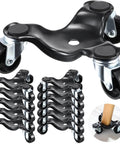 Set of 12 steel tri wheel furniture moving dollies with 3 wheel design, heavy duty carbon steel movers, 200 lb load capacity per dolly