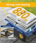 Heavy Duty Mesh Steel Garden Cart with 880 lb capacity loaded with bags on a paved surface.