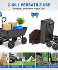 Steel Garden Cart 900 Lb Dump Wagon with All Terrain Inflatable Wheels for versatile outdoor hauling and gardening.