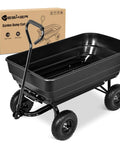 Steel Garden Cart 900 Lb Dump Wagon with All Terrain Inflatable Wheels, Heavy Duty Utility outdoor dumping cart with swivel handle.