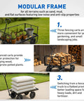 Steel Garden Cart 1100 Lb Dump Wagon with All Terrain Inflatable Wheels modular frame for landscaping and hauling tasks.