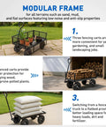 Steel Garden Cart 800 Lb Dump Wagon with All Terrain Inflatable Wheels, modular frame image showcasing versatile use for gardening.