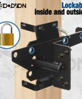 Self Locking Gate Latch For Wooden Fence Heavy Duty Post Mount Automatic Gate Lock Gravity Door Latch Hardware For Secure Pool Yard Garden Steel Black Finish installed on wood post