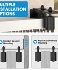 Heavy Duty Slide Gate Roller Guide with Steel L Rear Post Bracket and Adjustable Nylon Roller Kit, installation options shown.