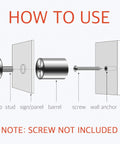 Illustration showing how to use 20 Pieces Stainless Steel Glass Standoffs 19 By 30mm Three Quarters Inch Diameter Sign Mounts With Screws