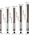 10 Piece Hand Reamer Set 3mm To 12mm H7 Tolerance In Alloy Steel With Straight Flutes shown with sizes and dimensions