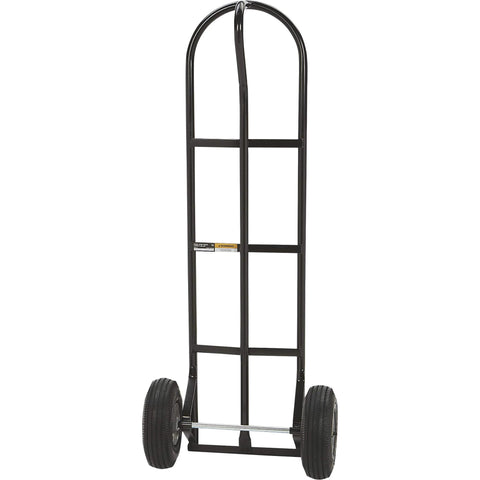 Steel Pneumatic Hand Truck Dolly - 600-Lb. Capacity, 10in. Tires, Powder-Coat Finish, front view of black frame with replacement wheels