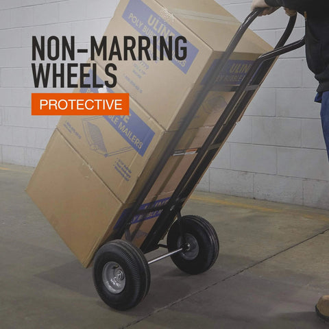 Steel Pneumatic Hand Truck Dolly - 600-Lb. Capacity, 10in. Tires, Powder-Coat Finish transporting cardboard boxes