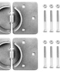 Heavy Duty Puck Lock And Hasps Set 2 Pack, image shows steel hasps and locking hardware, corrosion resistant for trucks and gates.