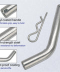 Close-up of 4 Pack Five Eighths Inch Trailer Hitch Pins With Safety Clips, Heavy Duty Alloy Steel Tow Hitch Pin highlighting features