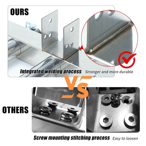 Integrated welded frame vs screwed mount of Stainless Steel Hitch Mounted Fishing Rod Holder For 2 Inch Hitch Receivers Built To Last