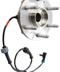 Axle Bearing And Hub Assembly With Blue Connector Passive Sensor SP500300 front view, sealed bearings, heavy-duty steel construction.