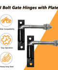 2 Pack Steel J Bolt Hinges With Plate Heavy Duty Welded Hinges For Doors Gates And Driveway Gates Ideal For Welding