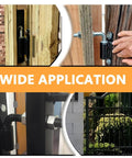 2 Pack Steel J Bolt Hinges With Plate Heavy Duty Welded Hinges for Doors Gates and Driveway Gates shown in various applications.