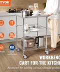 Heavy Duty Kitchen Utility Cart With Three Tiers And 470 Lb Capacity, 36.6 Inch By 20 Inch By 24 Inch Steel Rolling Cart With Brake Wheels