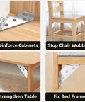 ✝️ L Brackets for Wood - 12PCS Corner Brackets Universal Stainless Steel Furniture Corner Connector, Metal Angle Bracket Corner Braces for Wood on cabinet, chair, table, and bed frame.