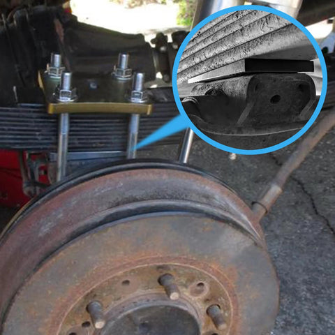 2 Inch Wide 4 Degree Steel Leaf Spring Shims on Suspension Axle with Rust Resistant Black Oxidized Carbon Steel Shims Installed