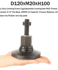 Heavy Duty Leveling Leg With Adjustable Feet For Workbench Machine And Cabinet, 4.72 Inch Base Diameter, shown on a hand