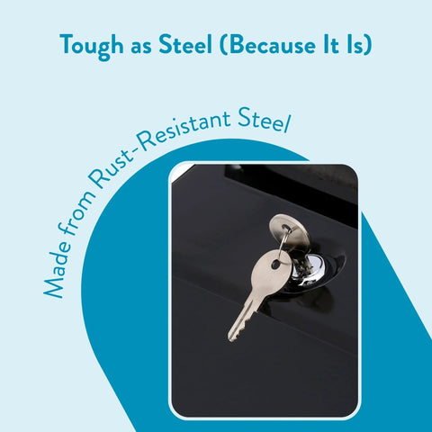 Sturdy replacement lock kit with included keys for securing mailboxes or tool boxes, featuring five throw latches, in steel material.
