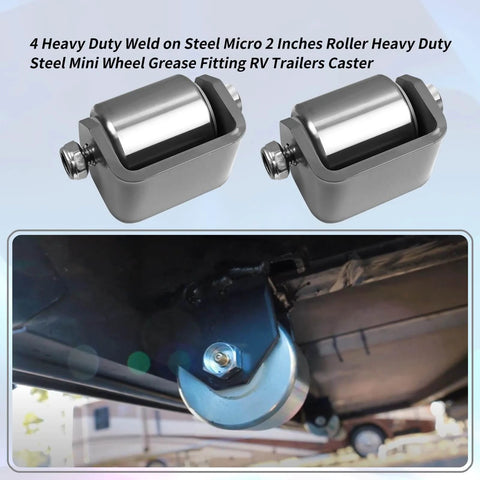 ✝️ 2 Pcs Steel Micro Rollers,2 Inches Trailer Roller Heavy Duty Steel Wheel Fits for RV Trailers, Motorhome and 5th Wheels installation view