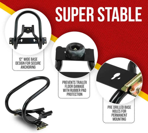 7 Inch Steel Motorcycle Wheel Chock For E Track And X Track System Powder Coated Black Fits Front Tires Up To 7 Inches Wide