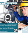 Six Pieces Heavy Duty Needle Roller Bearings 8mm Bore 14mm OD 12mm Width Unilateral Octagonal Industrial Bearings displayed with worker in background