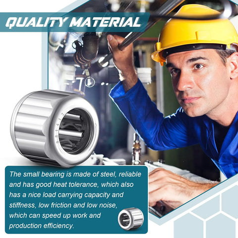 Six Pieces Heavy Duty Needle Roller Bearings 8mm Bore 14mm OD 12mm Width Unilateral Octagonal Industrial Bearings displayed with worker in background
