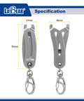Elite Nut And Bolt Size Identifier Keychain Pro Grade SAE And Metric Gauge 8 To 25 Mm And 5/16 To 1 Inch Steel, front and side view