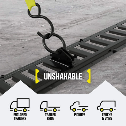 Beefy Heavy Duty Steel O Ring Pack Of 10 With 4500 Lbs Break Strength for E Track Tie Down System on trailer floor with strap