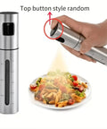 100ml Stainless Steel Olive Oil Spray Bottle Pro Grade Refillable Mister with Graduated Metal and Glass Design