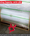 Heavy Duty 2 Ton Pallet Puller With Extra Wide 8 Inch Jaw Opening Steel Single Scissor Pallet Grabber hooked to pallet