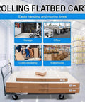 Steel Platform Truck/Smooth Deck Platform Truck 2000lb Capacity Heavy Duty Industrial Push Cart in warehouse
