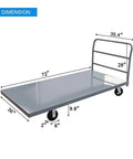 ✝️ Steel Platform Truck/Smooth Deck Platform Truck 2000lb Capacity Heavy Duty Industrial Push Cart 72" L x 36" W with dimensions shown