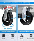 Steel Platform Truck/Smooth Deck Platform Truck 2000lb Capacity wheels with 360-degree swivel and 6-inch straight caster detail.