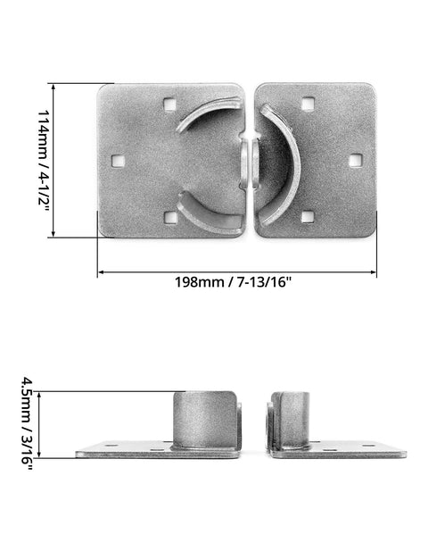 Heavy Duty Puck Lock And Hasps Set 2 Pack High Security Steel Hidden Shackle Keyed Alike Padlocks with dimensions shown