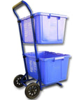 Beefy Heavy Duty Steel Recycling Cart For Bins, 220 Lb Capacity, Premium Virgin Rubber Wheels, 8 Mm Axle, UV Protected Bin Clips