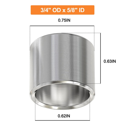 Stainless Steel Reducer Bushing Set For Screws Bolts And Rods 12 Pieces Outer Diameter Three Quarters Inch Inner Diameter Five Eighths Inch