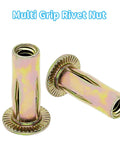 Heavy Duty 25 Pack Steel Multi Grip Rivet Nuts With Pre Bulbed Shank Zinc Plated Flat Head Threaded Inserts For Industrial Use