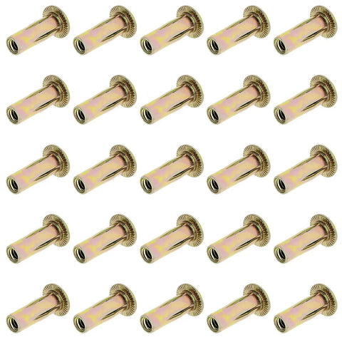 Heavy Duty 25 Pack Steel Multi Grip Rivet Nuts With Pre Bulbed Shank Zinc Plated Flat Head Threaded Inserts For Industrial Use