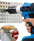 Heavy Duty 25 Pack Steel Multi Grip Rivet Nuts With Pre Bulbed Shank Zinc Plated Flat Head Threaded Inserts For Industrial Use One Quarter Inch Twenty Thread A True Workhorse For Auto Metalworking And DIY Projects Moicstiy shown installed with cordless rivet tool.