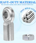 5/16 x 5/16-24 Rod End Bearing Heim Joint Kit, right hand female thread, steel rod ends with jam nut, material details shown