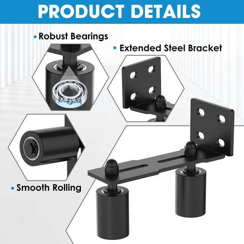 Heavy Duty Slide Gate Roller Guide With Steel L Rear Post Bracket And Adjustable Nylon Roller Rolling Gate Hardware Kit For Sliding Doors Rolling Doors And Wood Doors Black 3 Inch Suitable For Garages Sheds And Outdoor Use product details