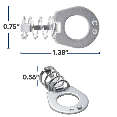 Steel RV Water Heater Latch Twist Cam Lock Replacement Door Fastener with measurements showing, made of durable steel