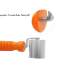 Pro Grade Seam Roller Hand Roller With Anti Slip Ergonomic Steel Roller for Wallpaper Vinyl Car Audio Sound Deadening and DIY use, close-up of roller attachment.