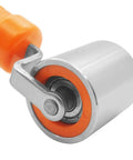Close-up of Pro Grade Seam Roller Hand Roller with anti-slip ergonomic steel roller for wallpaper, vinyl, and car audio installations.