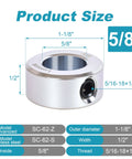 4pcs 5/8" bore Shaft Collar, 5/8" bore Solid Steel Style zinc Plated Set Screw Shaft Collars, 1-1/8" OD, 1/2" Width